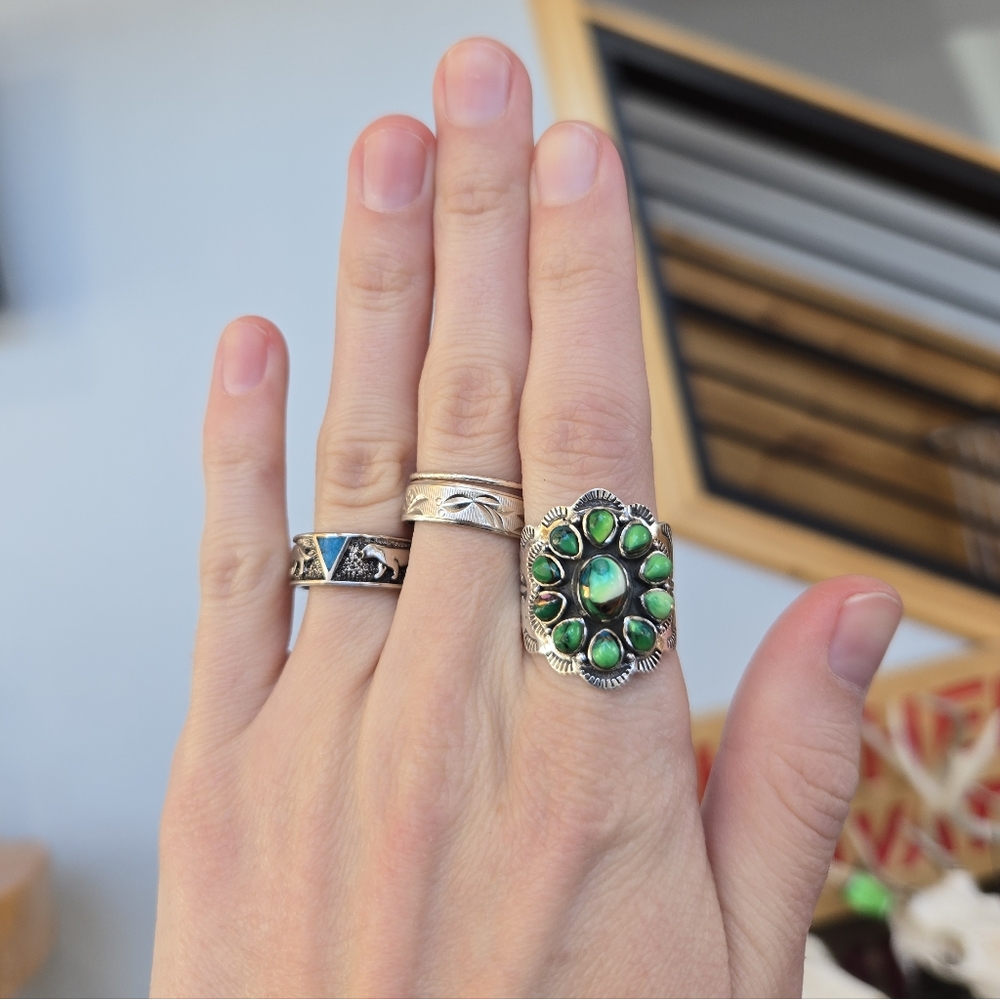Peacock Dahlia Turquoise Sterling Ring